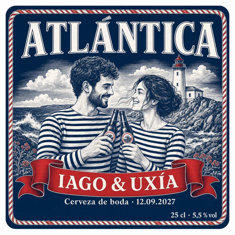 Etiqueta de cerveza personalizada Atlántica