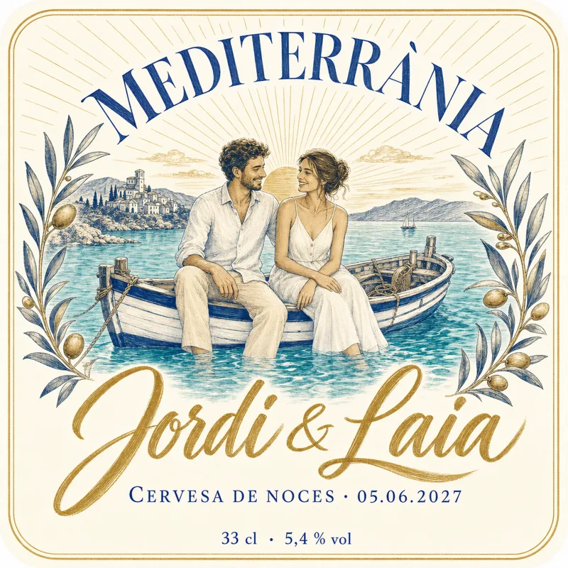 Etiqueta de cerveza personalizada Mediterránea
