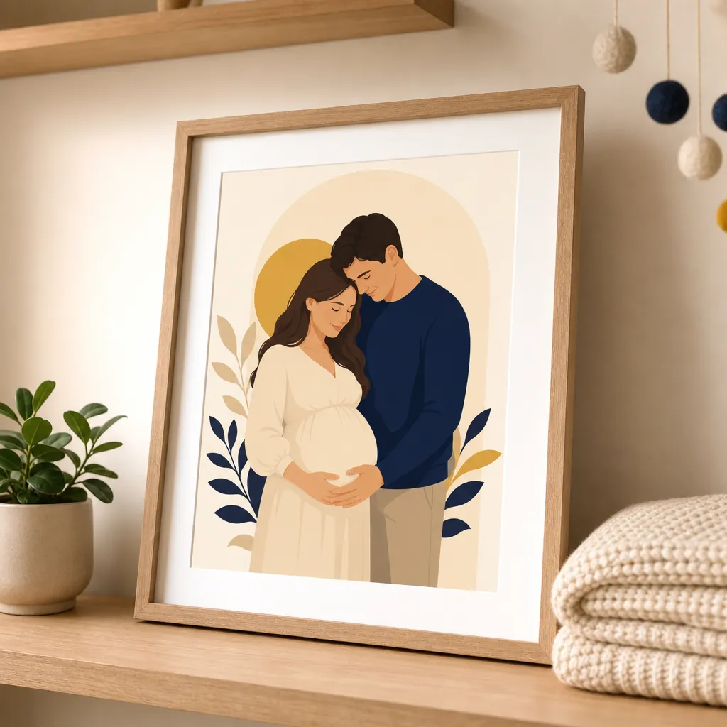 Ilustración personalizada para esperando al bebé